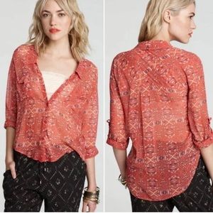 Free People Boho button-up Blouse Top